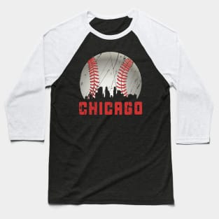 Distressed Chicago Downtown Skyline Baseball Vintage Baseball T-Shirt